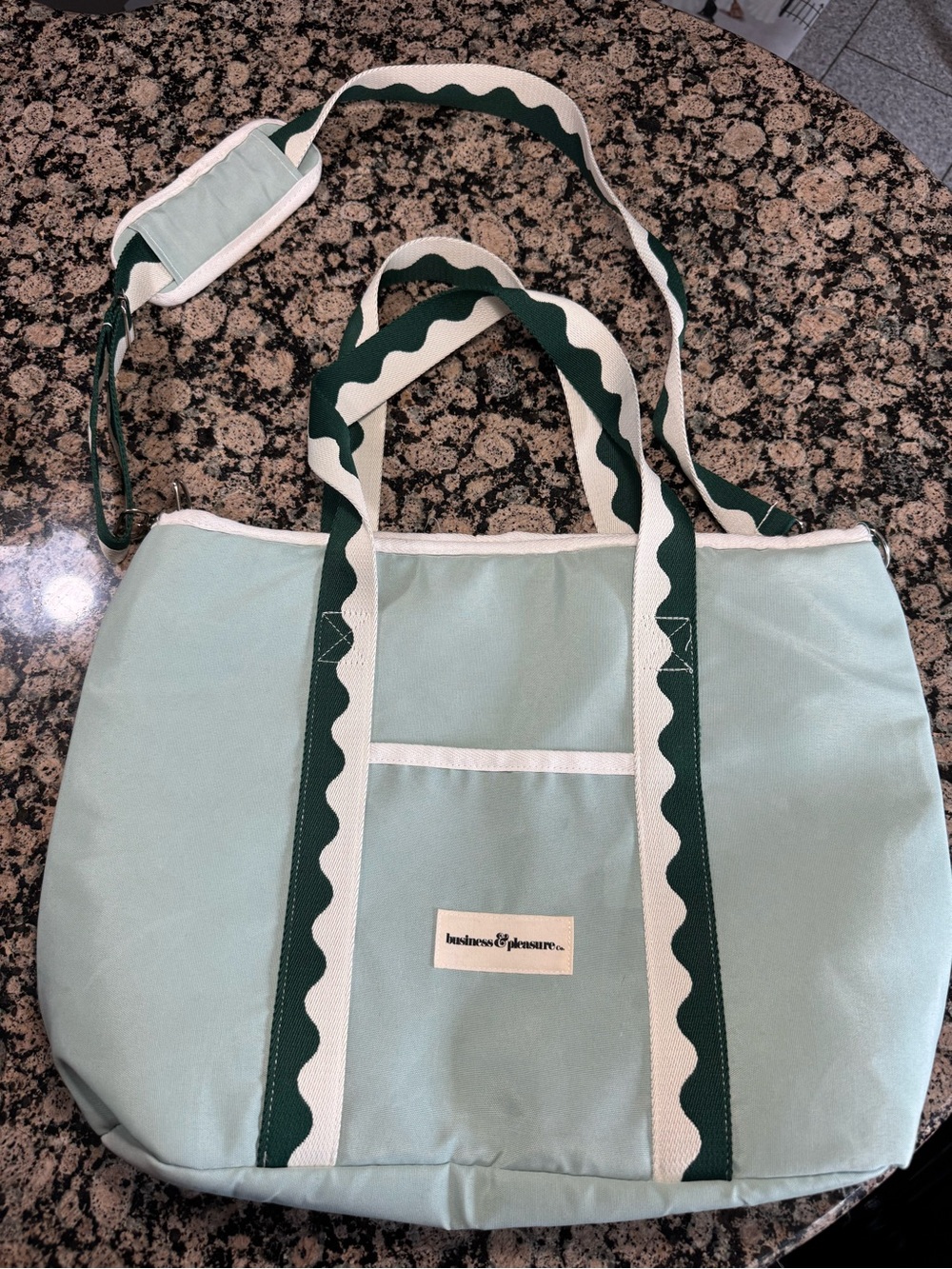 Business & Pleasure Light Mint Cooler Tote with Green Trim